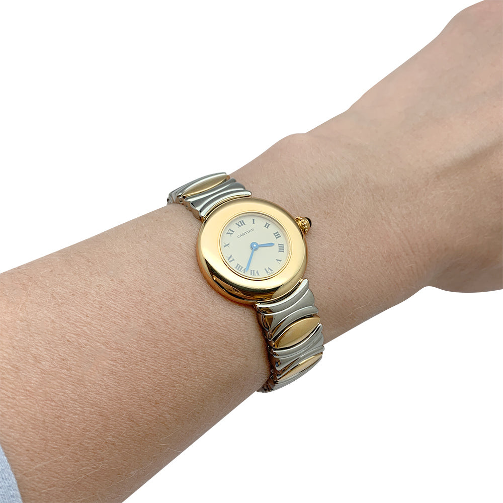 Cartier watch, "Colisée", yellow gold, steel.
