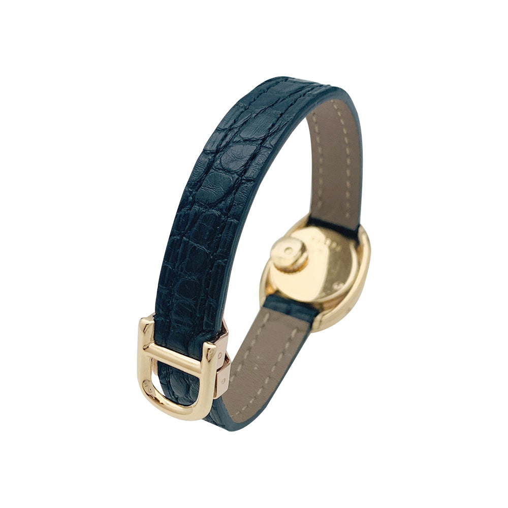 Cartier watch, "Baignoire" in yellow gold, leather strap.