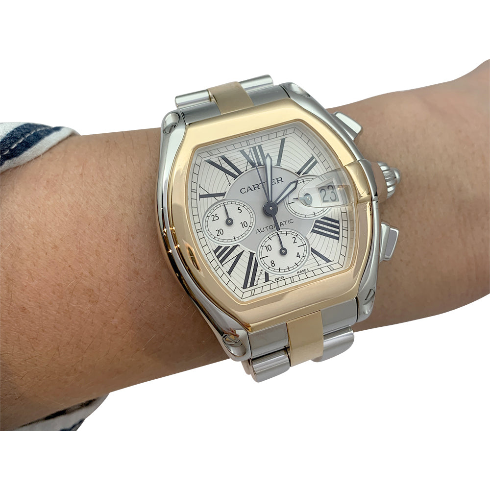 Cartier watch, "Roadster" model in yellow gold and steel.