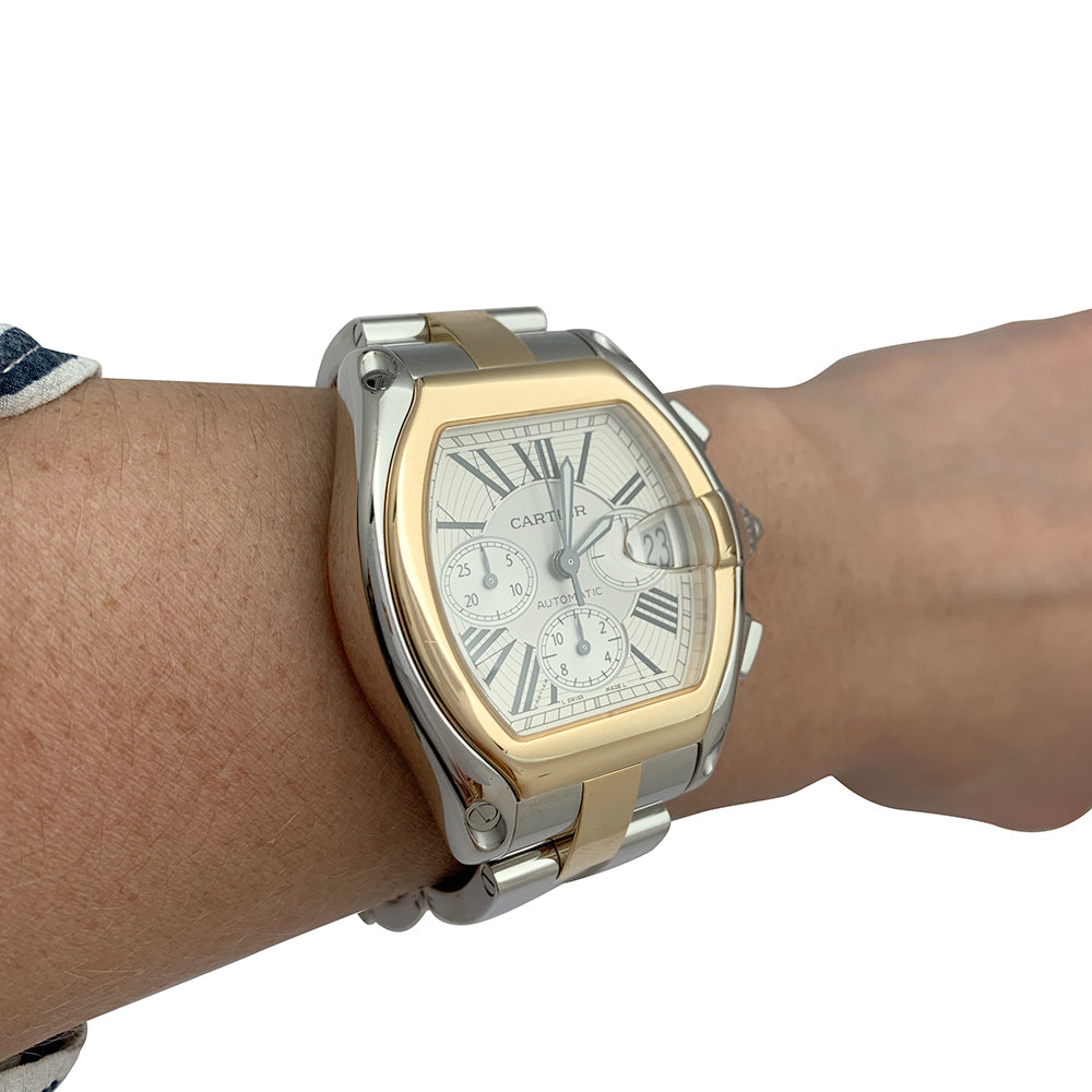 Cartier watch, "Roadster" model in yellow gold and steel.