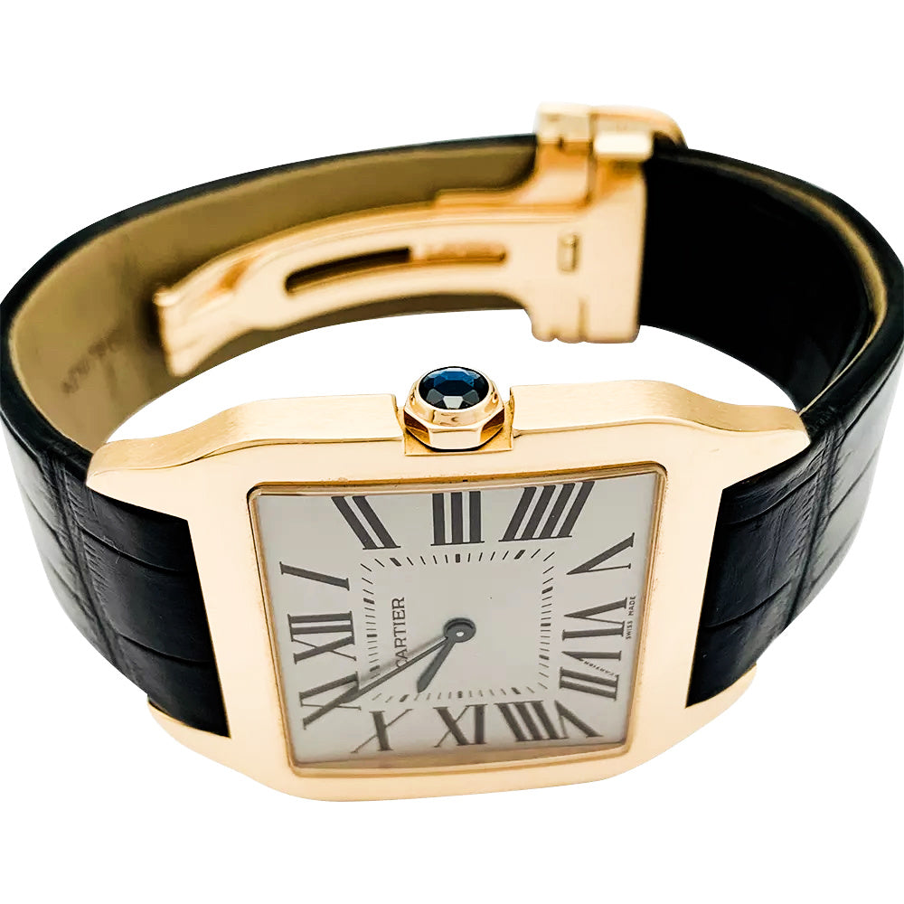 Cartier watch, "Santos-Dumont", pink gold, leather.