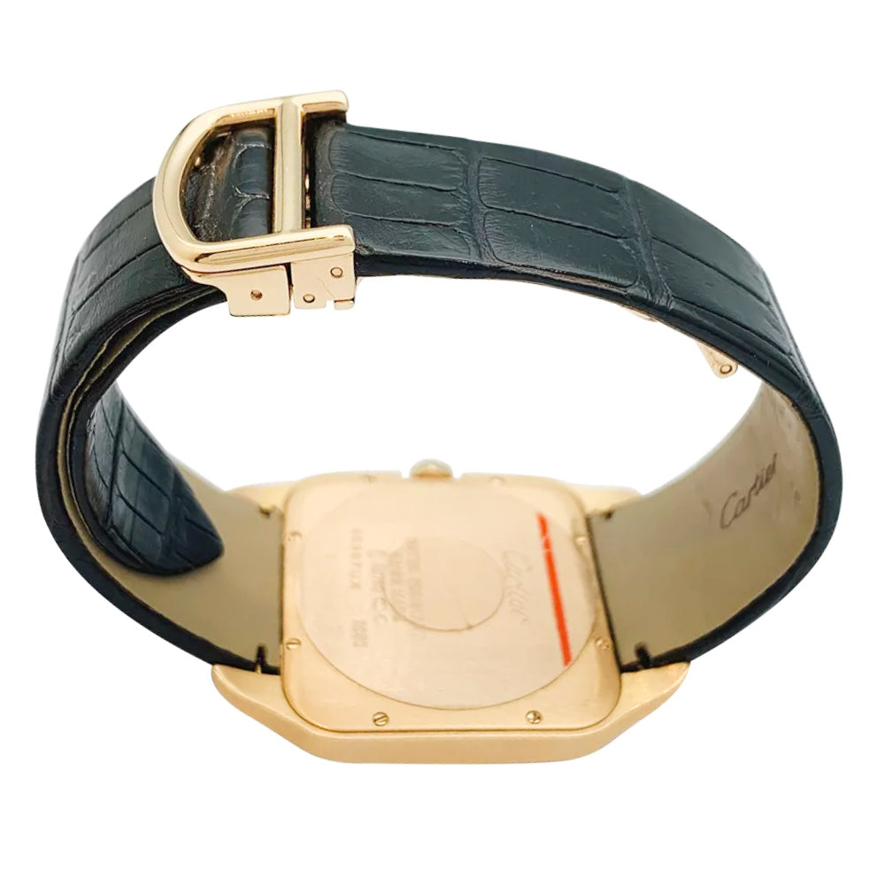 Cartier watch, "Santos-Dumont", pink gold, leather.