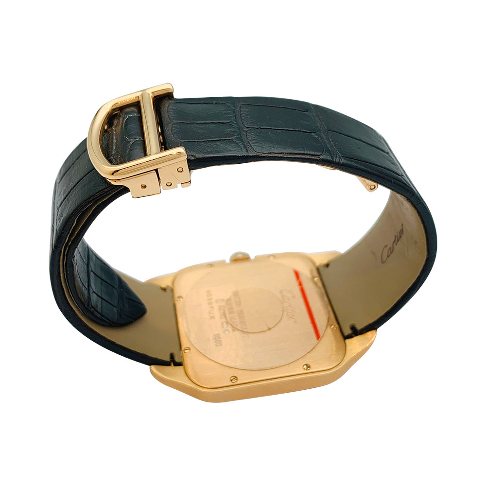 Cartier watch, "Santos Dumont" model, in pink gold on leather.