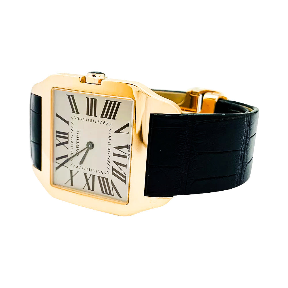 Cartier watch, "Santos-Dumont", pink gold, leather.