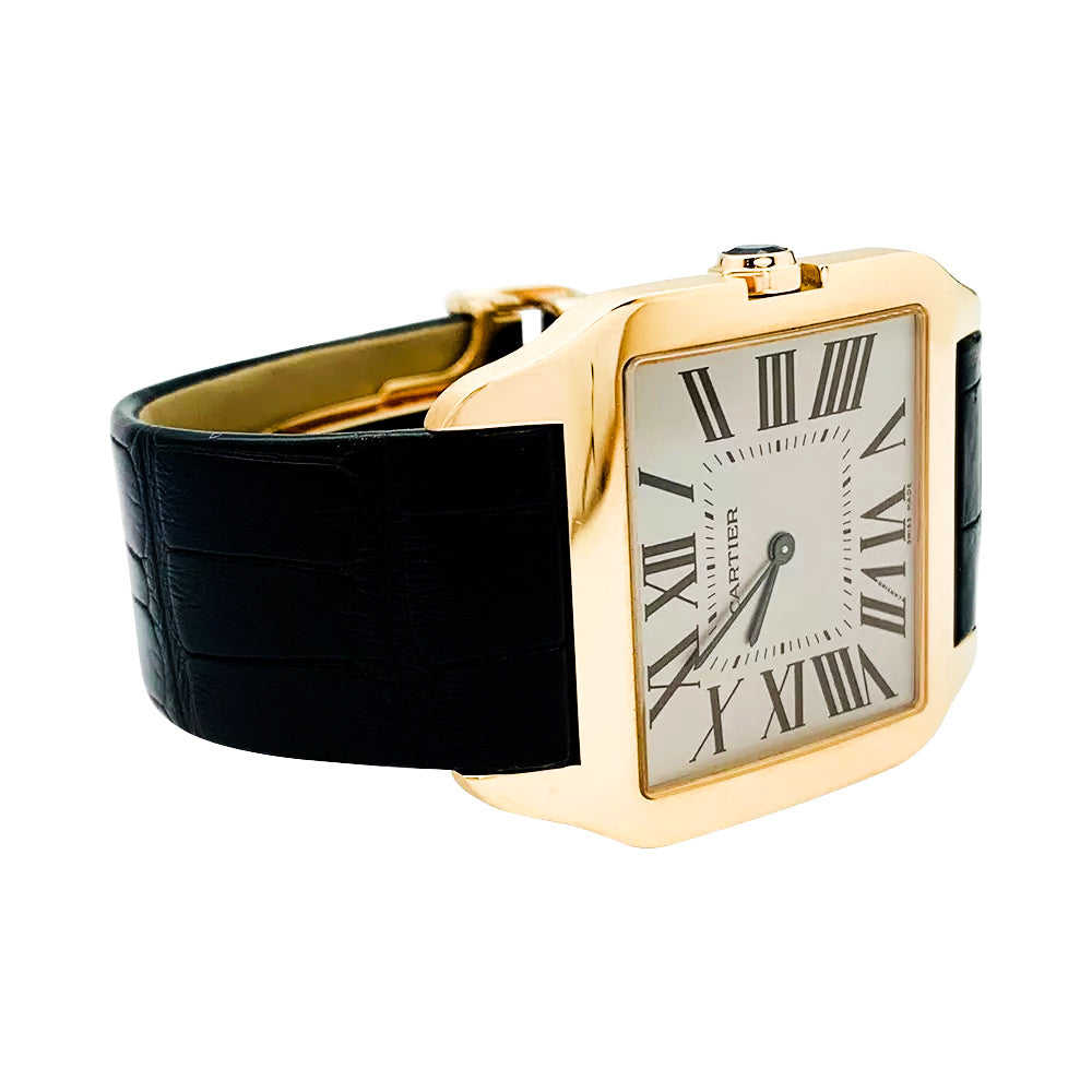 Cartier watch, "Santos-Dumont", pink gold, leather.