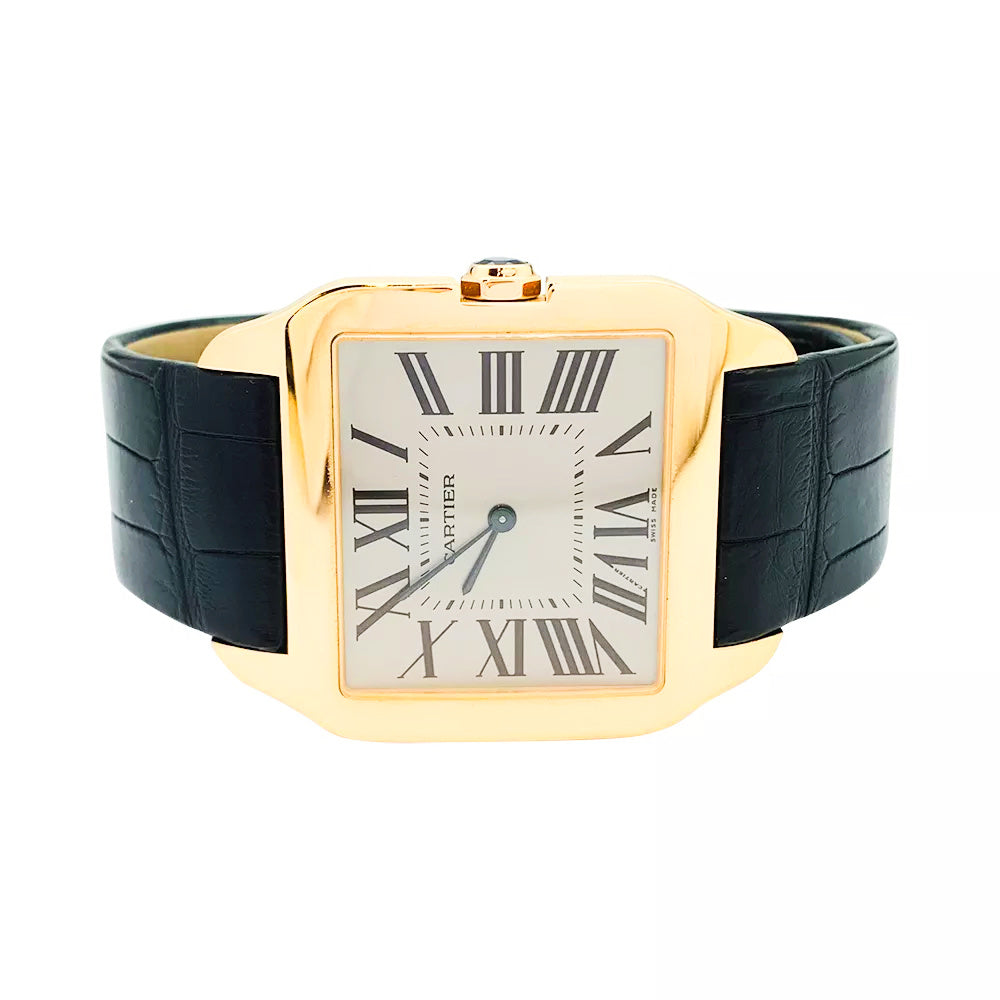 Cartier watch, "Santos-Dumont", pink gold, leather.