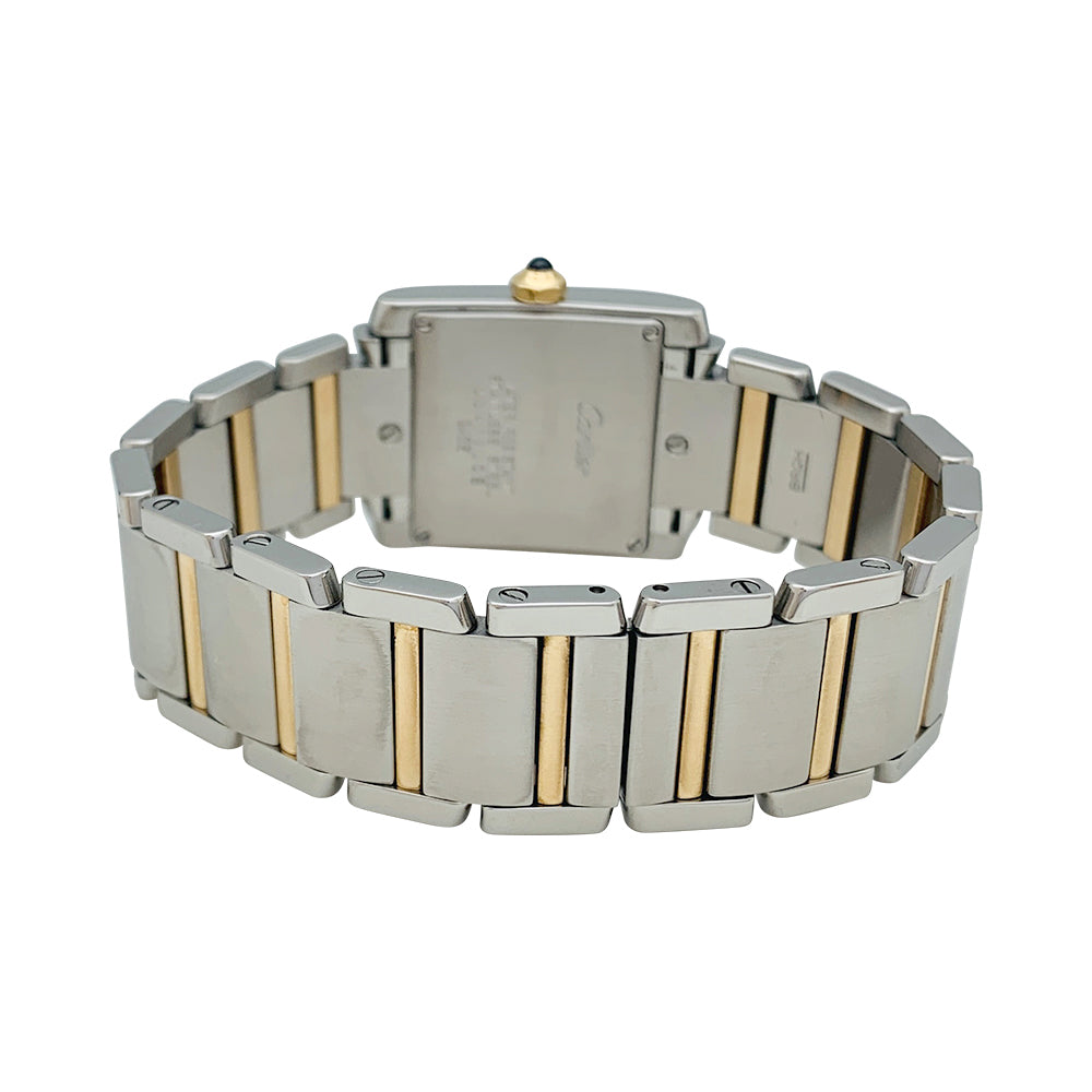 Cartier Tank Française medium model watch in gold and steel.