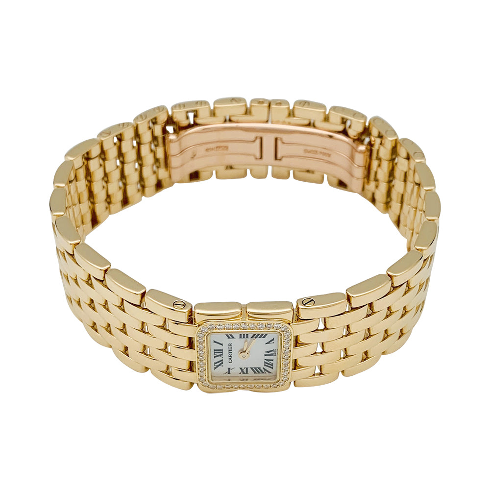 Cartier "Panthère Ruban" watch in yellow gold and diamonds.