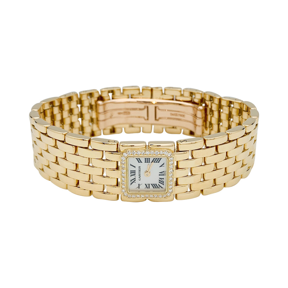 Cartier "Panthère Ruban" watch in yellow gold and diamonds.
