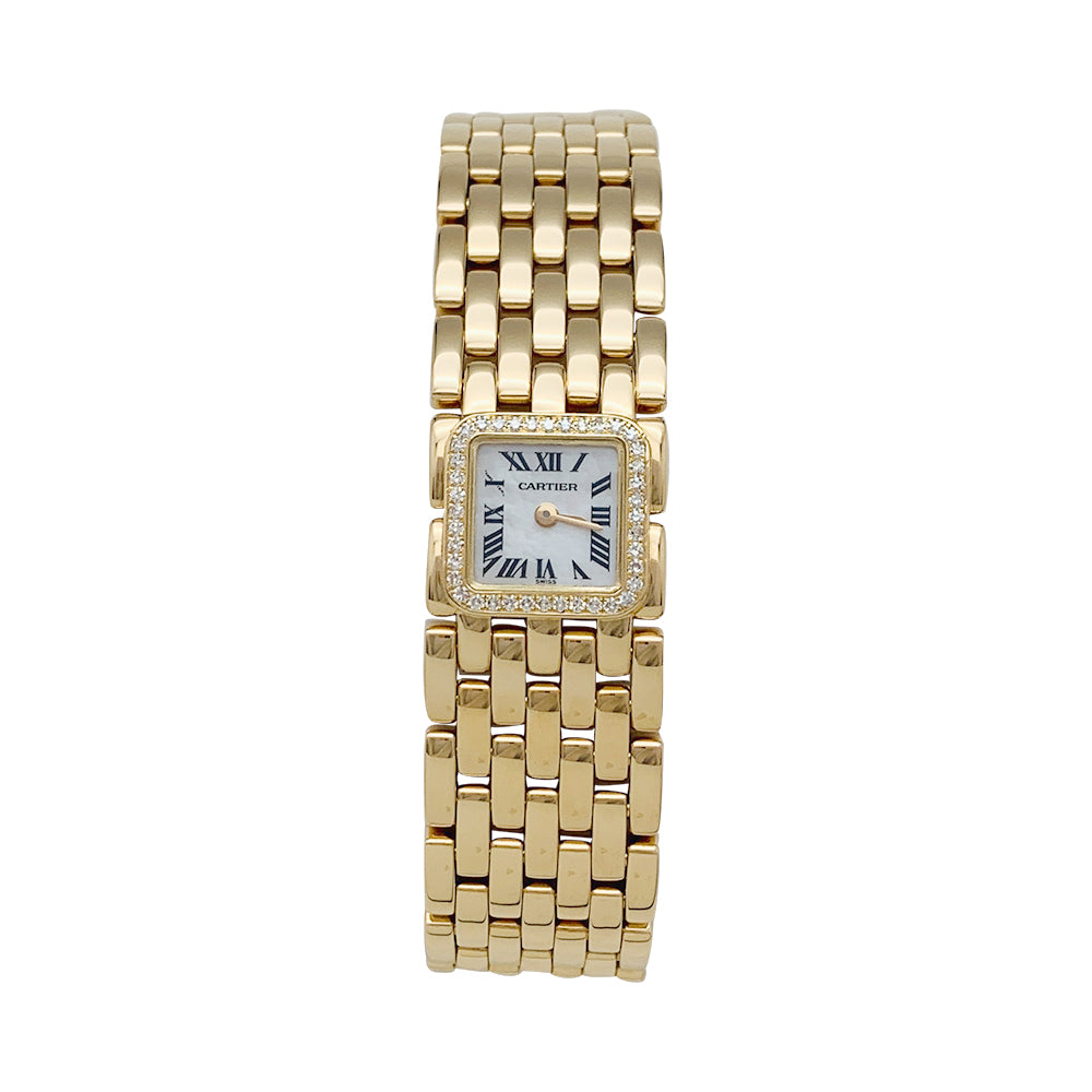 Cartier "Panthère Ruban" watch in yellow gold and diamonds.