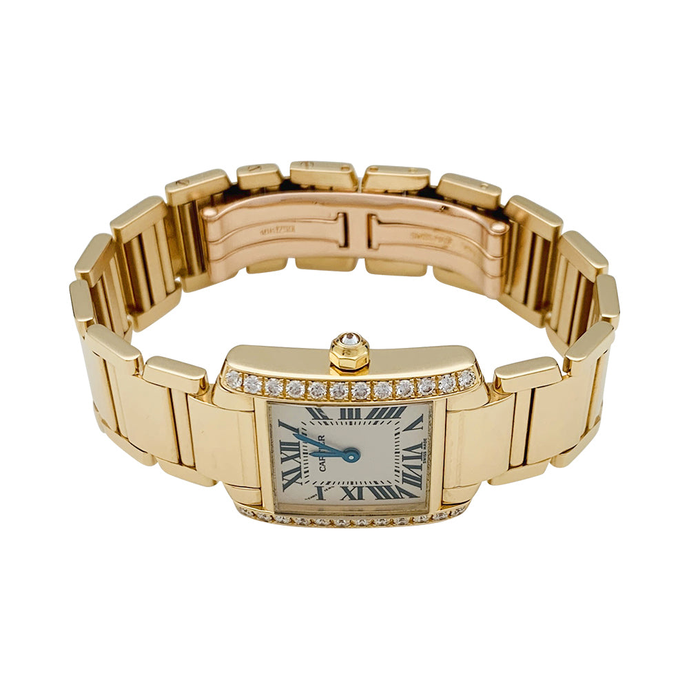 Cartier "Tank Française" watch in yellow gold and diamonds. Small model.