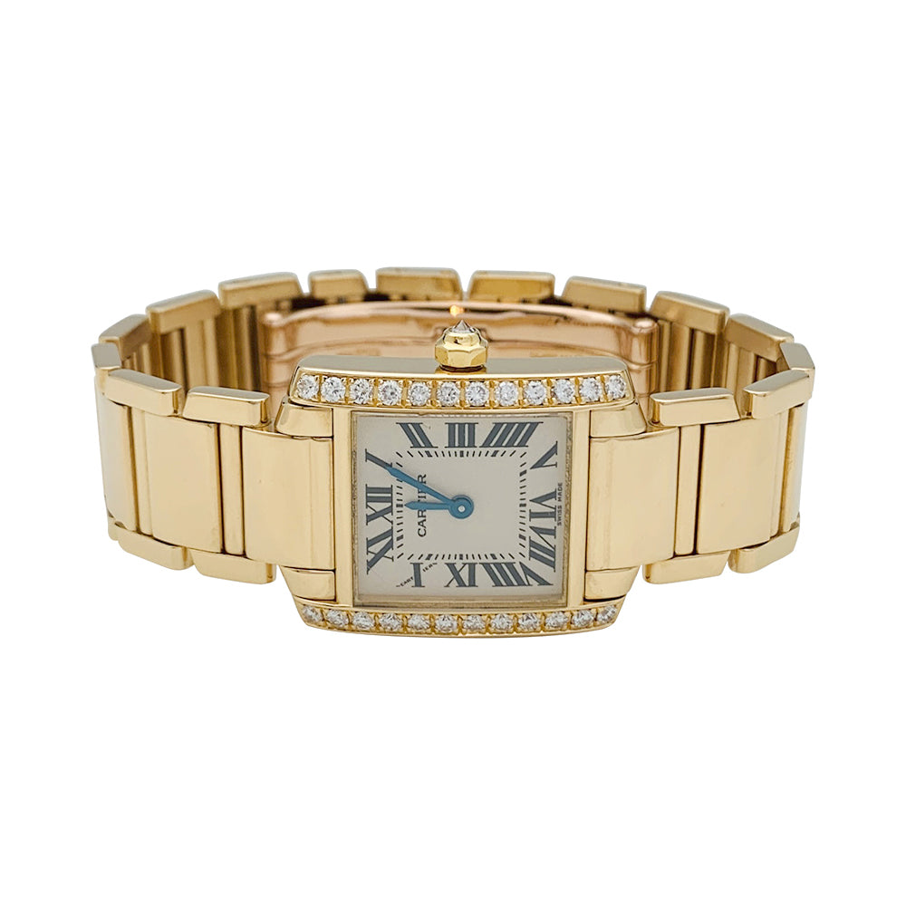 Cartier "Tank Française" watch in yellow gold and diamonds. Small model.