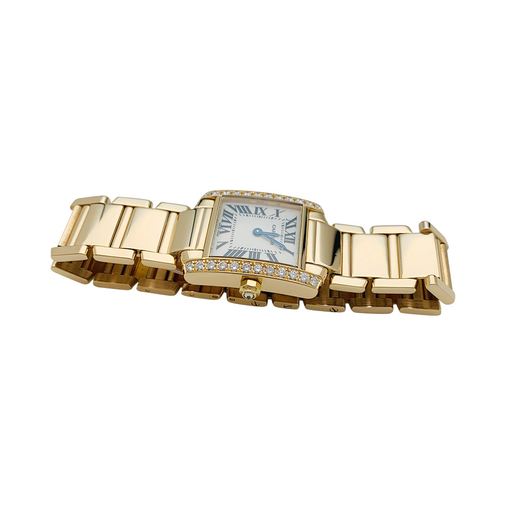 Cartier "Tank Française" watch in yellow gold and diamonds. Small model.