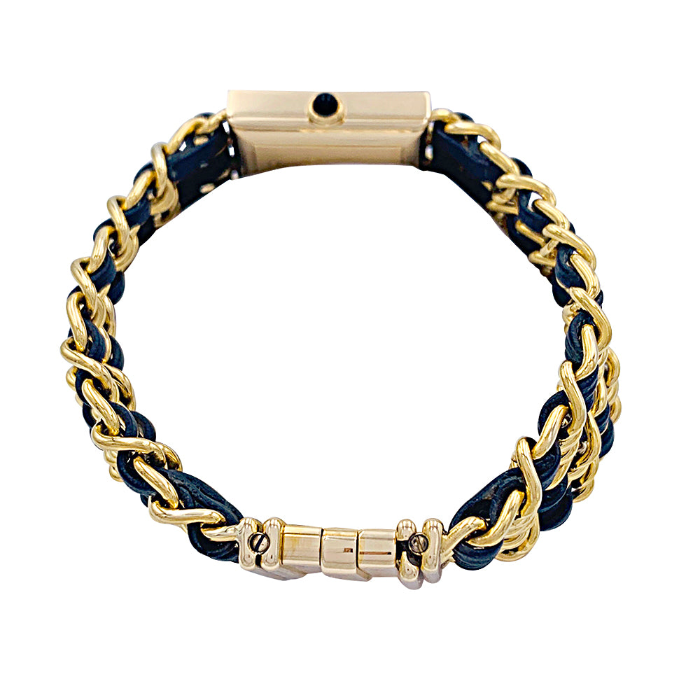 Montre Chanel, "Mademoiselle", or jaune, cuir.