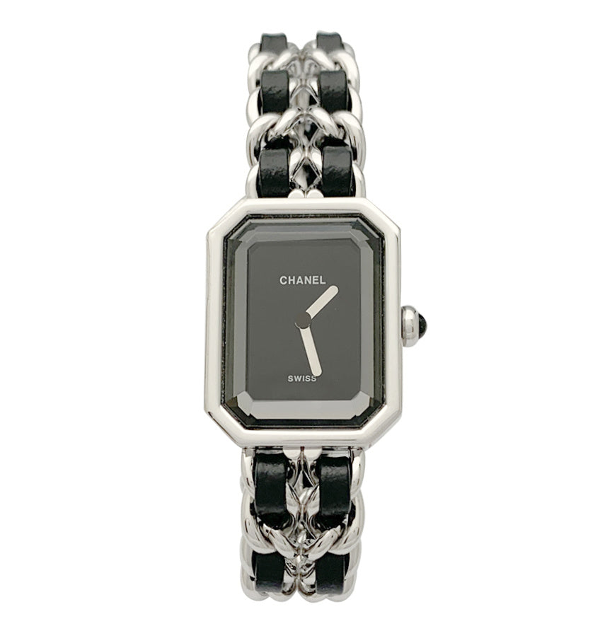 Montre Chanel, "Première Chaîne Iconique", acier, cuir.