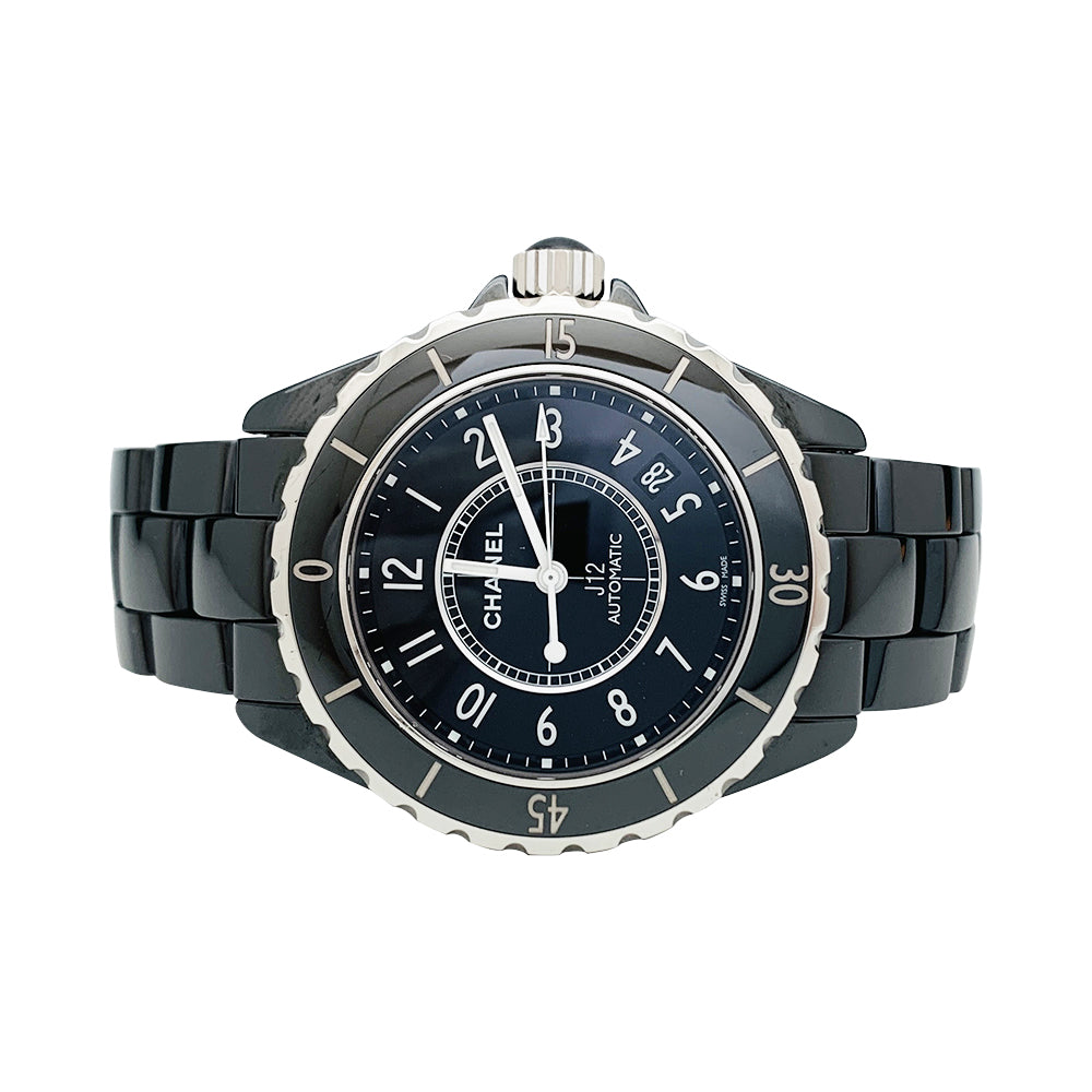 Chanel watch model "J12" in black ceramic and steel.