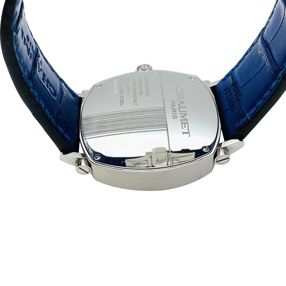 Chaumet "Dandy" watch in steel and leather.