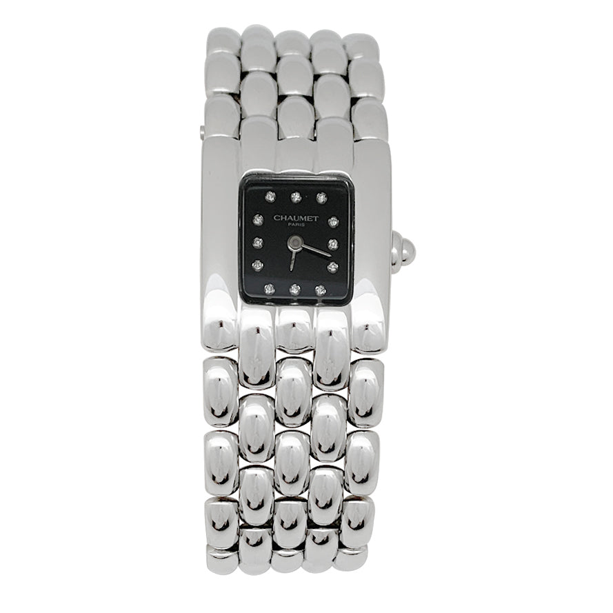 Montre Chaumet, "Khésis", en acier, diamants.