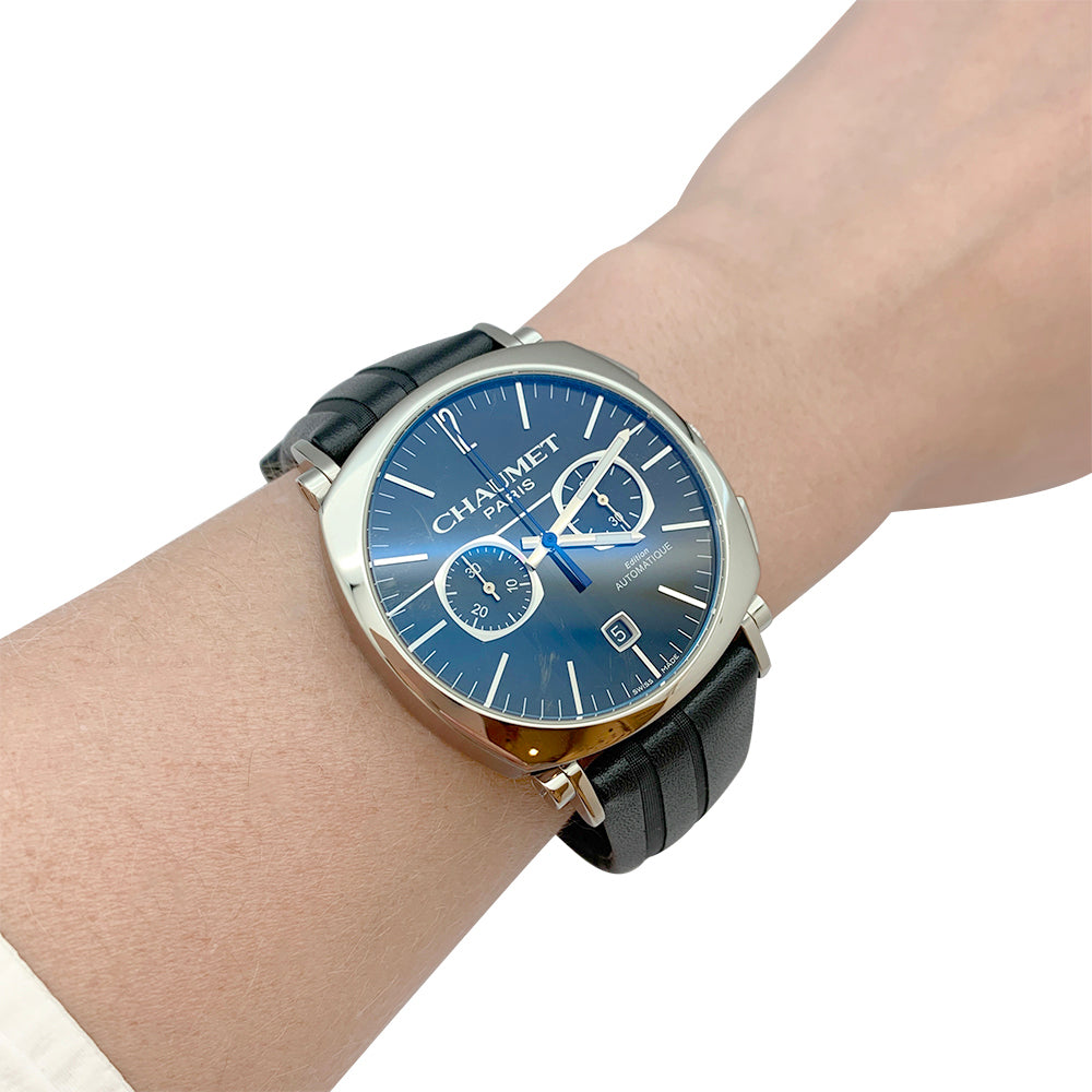 Chaumet "Dandy" watch in steel and leather.