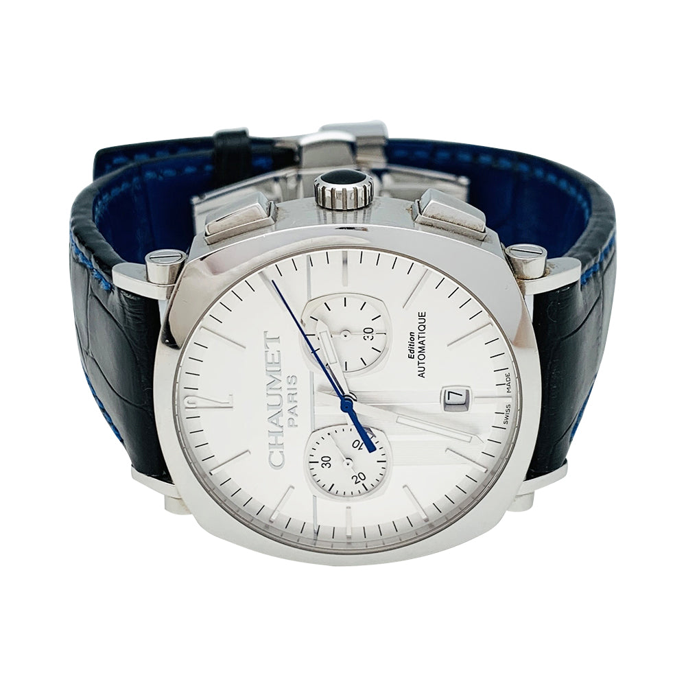 Chaumet "Dandy" watch in steel and leather.
