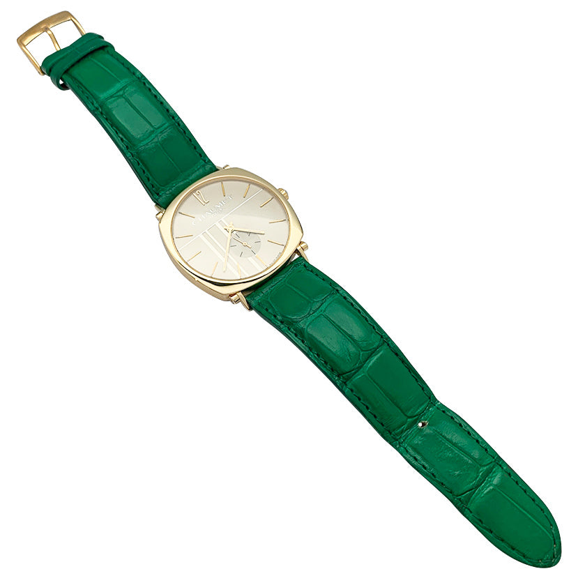 Chaumet watch, "Dandy" in yellow gold on leather.