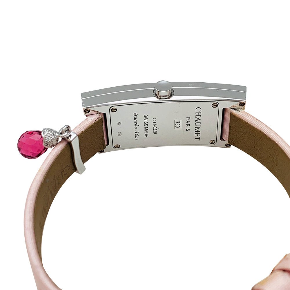 Montre Chaumet Frisson en or blanc, diamants et nacre rose - Maison Eloe