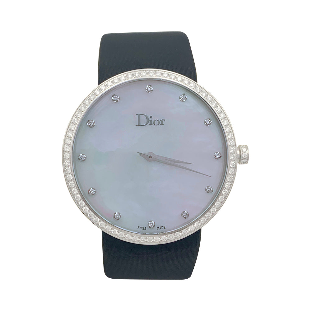 Montre Dior, "La D de Dior", acier, nacre, diamants.