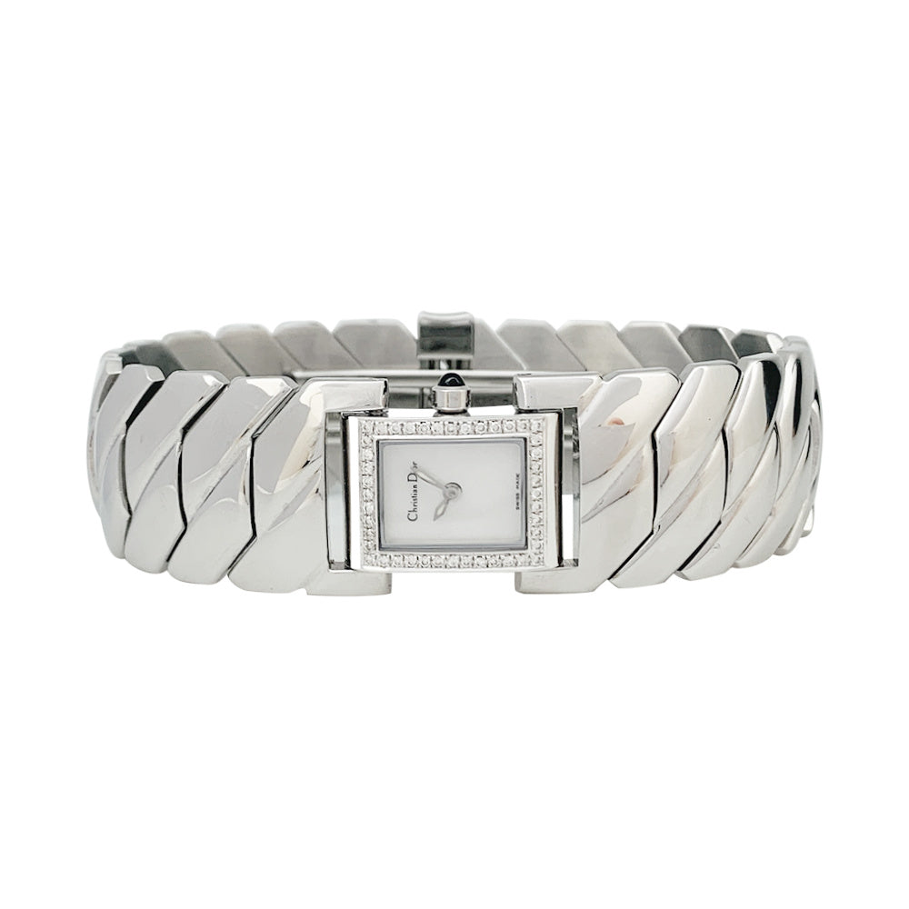 Montre Dior en acier, diamants et nacre.