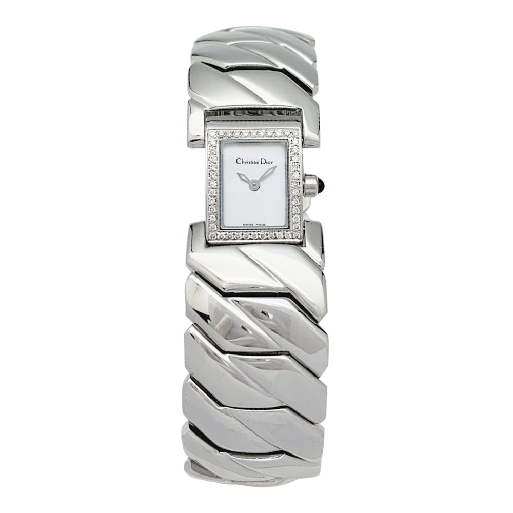 Montre Dior en acier, diamants et nacre.
