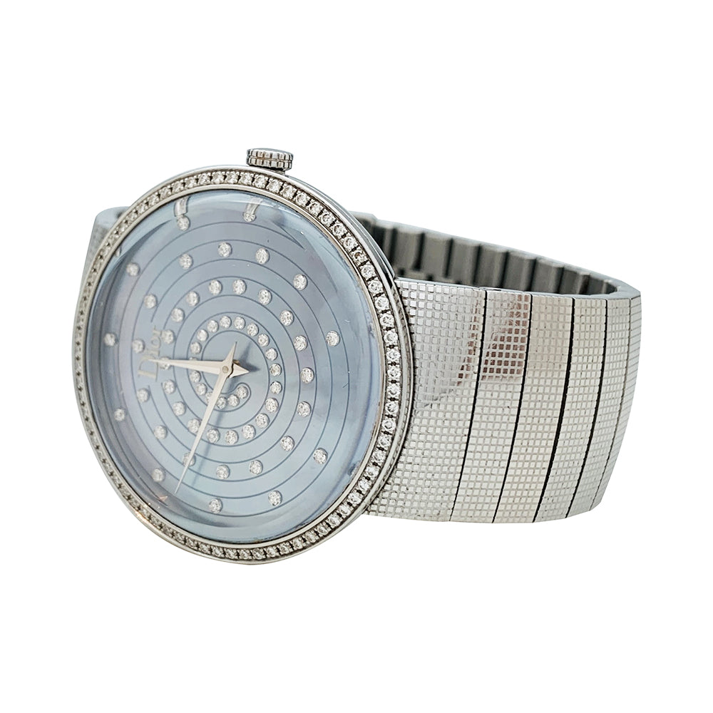 Dior watch, "La D de Dior", steel, mother-of-pearl, diamonds.