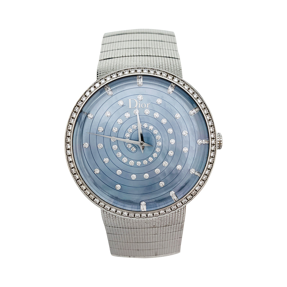 Montre Dior, "La D de Dior", acier, nacre, diamants.