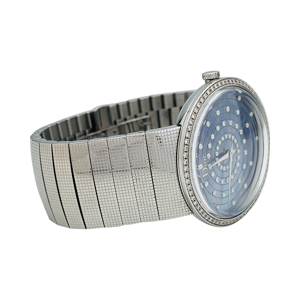 Dior watch, "La D de Dior", steel, mother-of-pearl, diamonds.