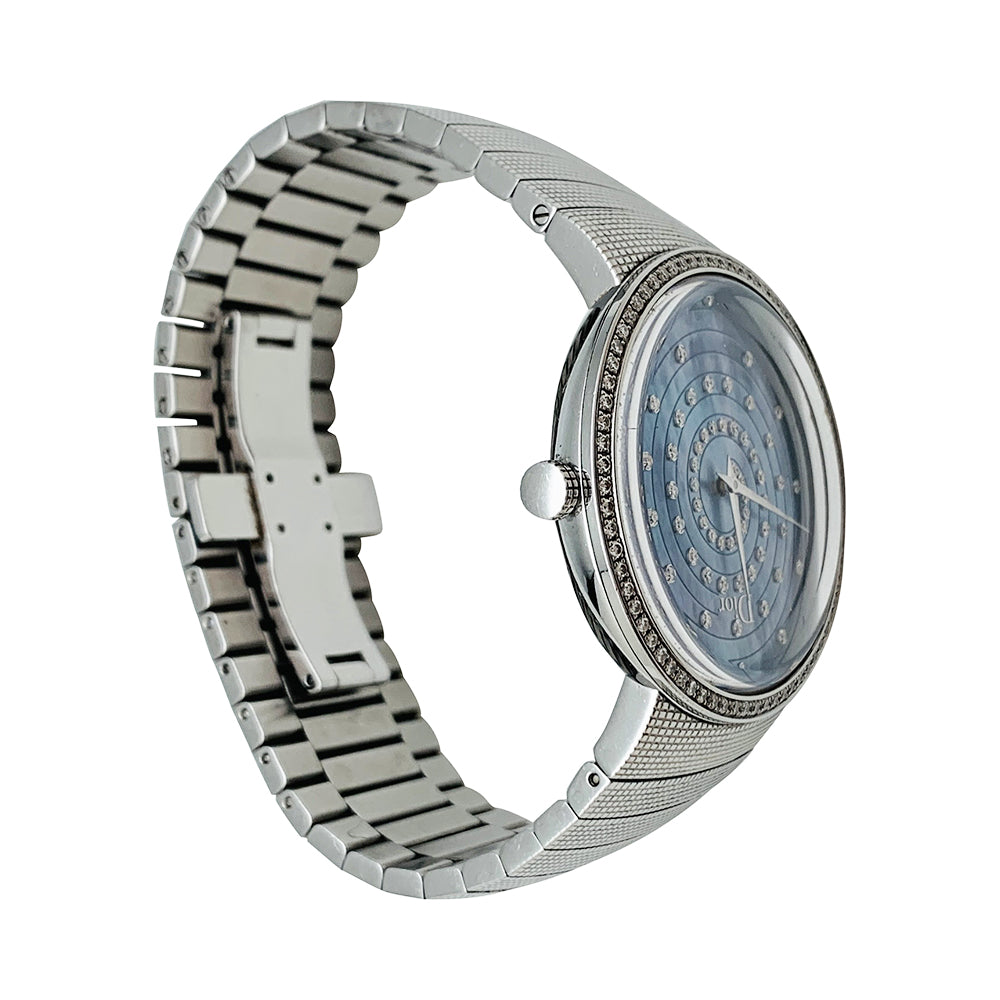 Dior watch, "La D de Dior", steel, mother-of-pearl, diamonds.