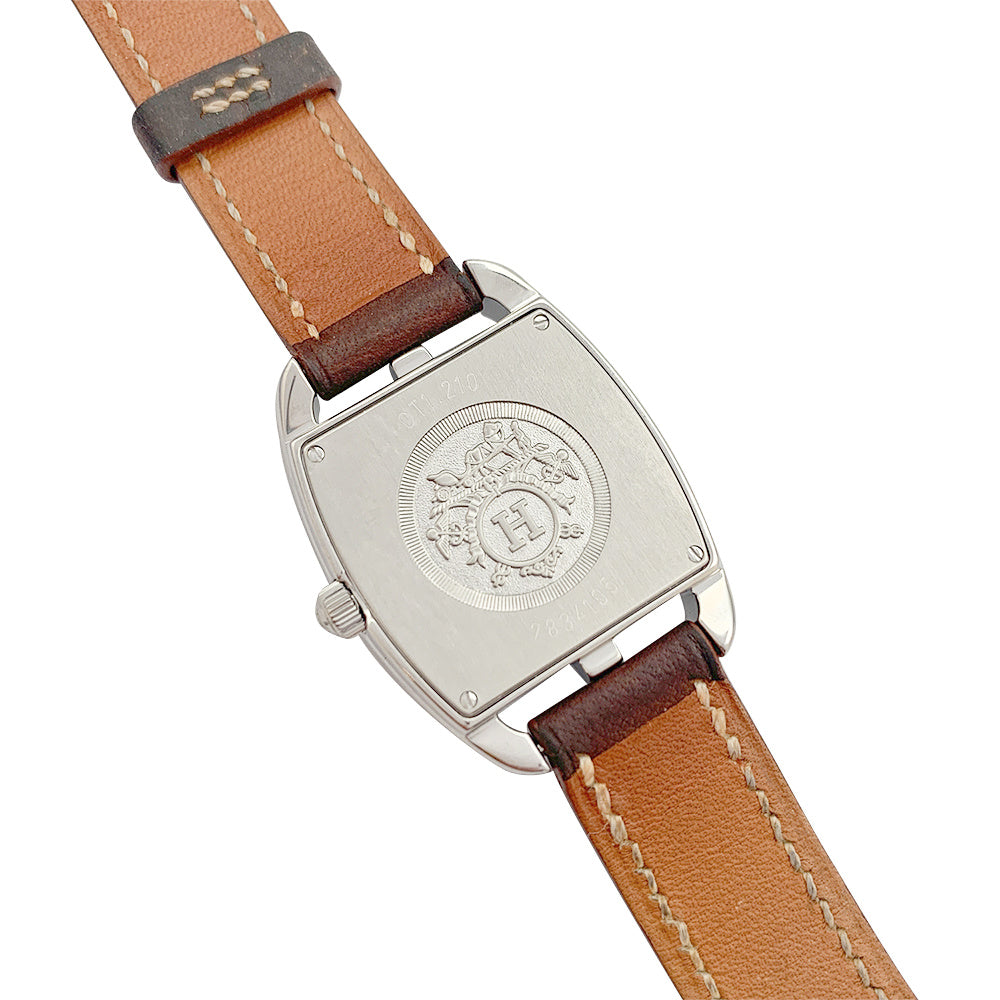Hermès watch, "Cape Cod Tonneau", steel, leather.