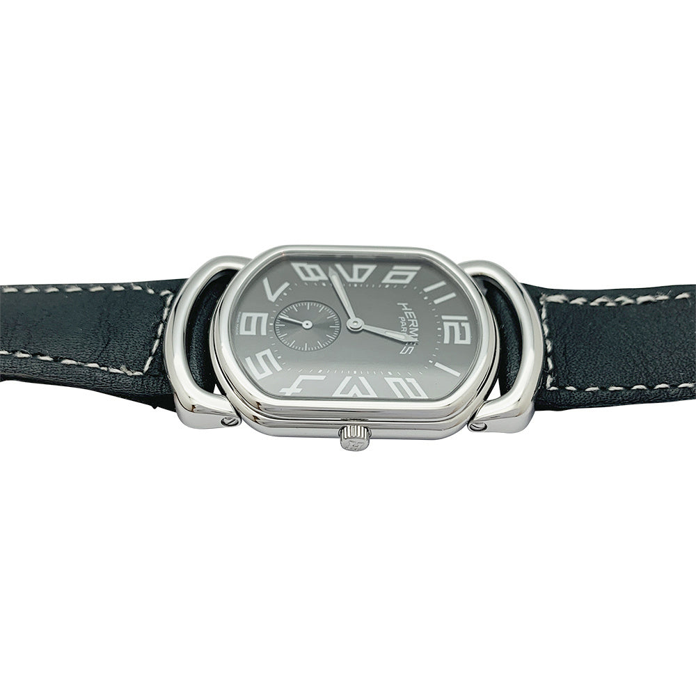 Hermès watch, "Rallye", steel, leather.