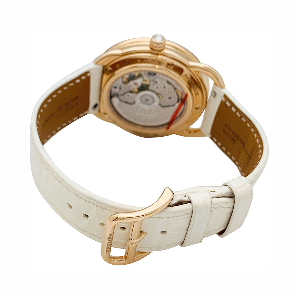 Hermès "Arceau" watch, rose gold, diamonds and leather.