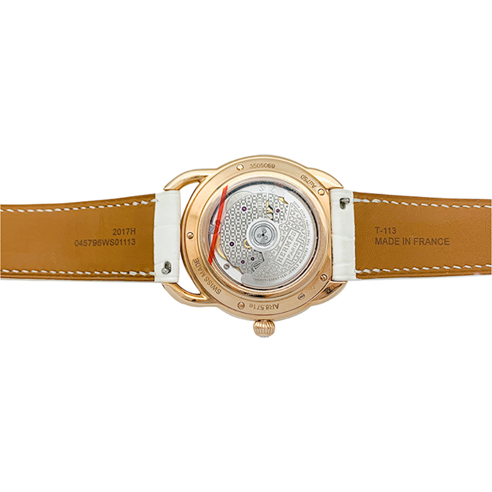 Hermès "Arceau" watch, rose gold, diamonds and leather.