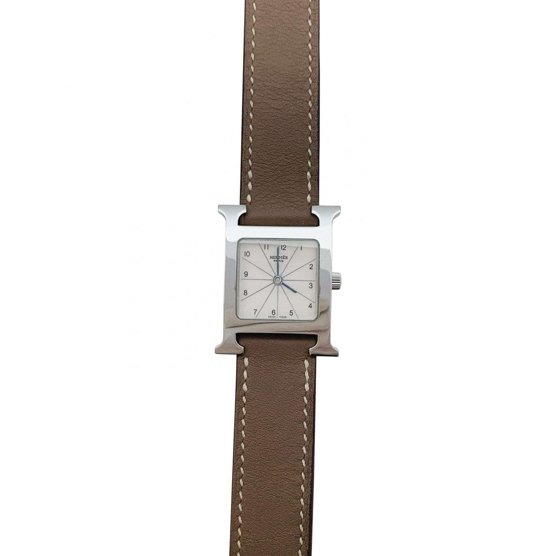 Hermès watch, "Heure H", steel on leather.