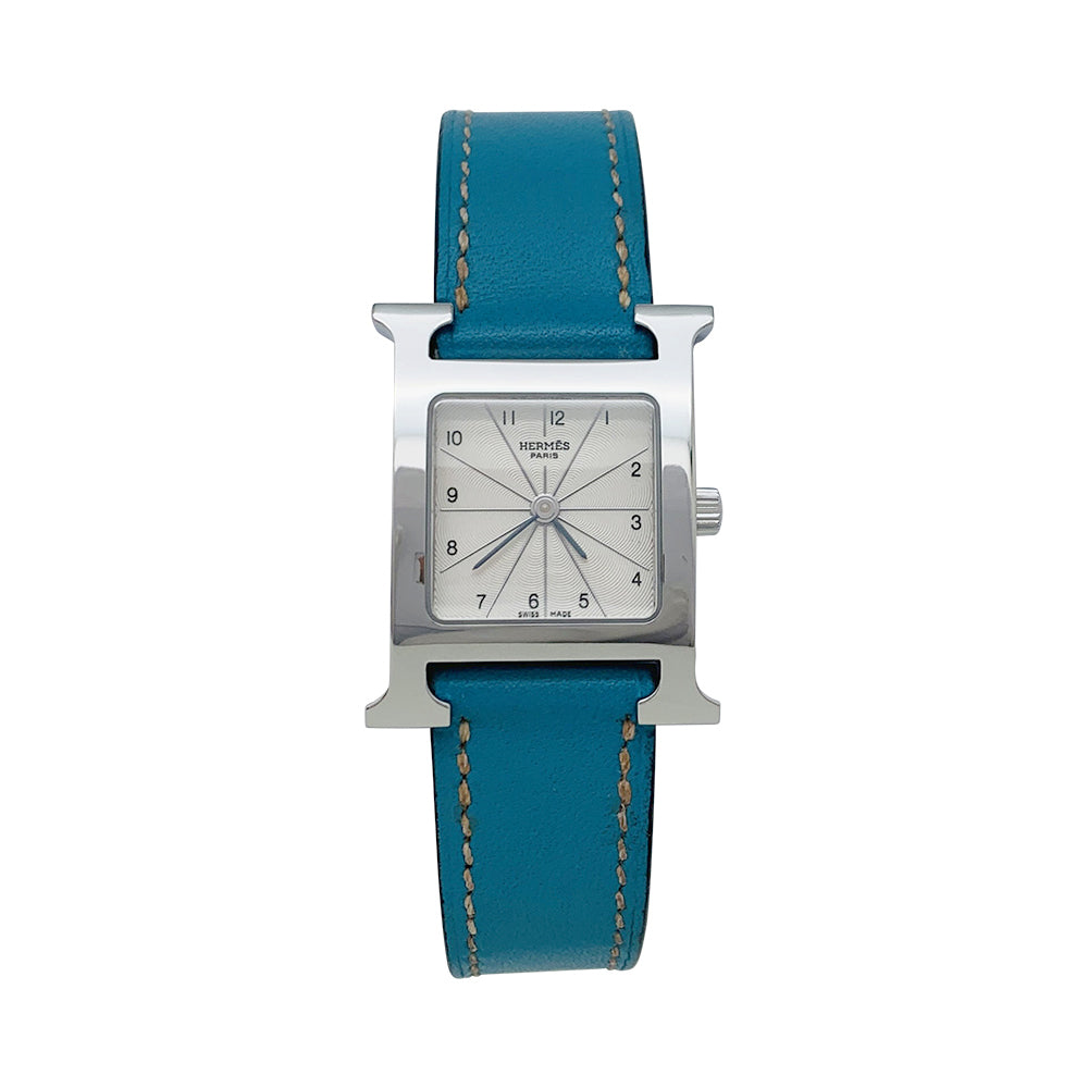 Montre Hermès modèle "Heure H", acier sur cuir.