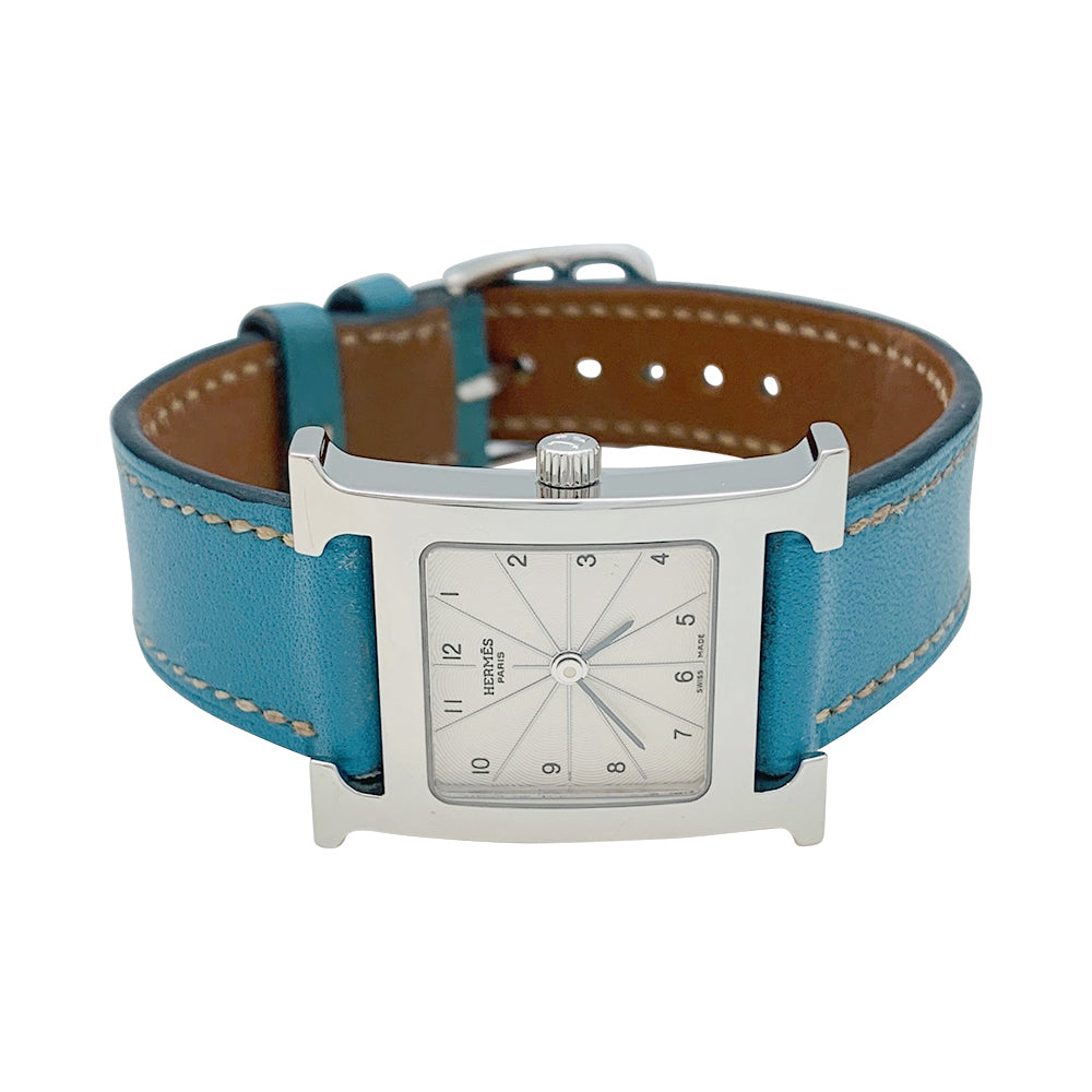 Hermès watch, "Heure H" model, steel on leather.