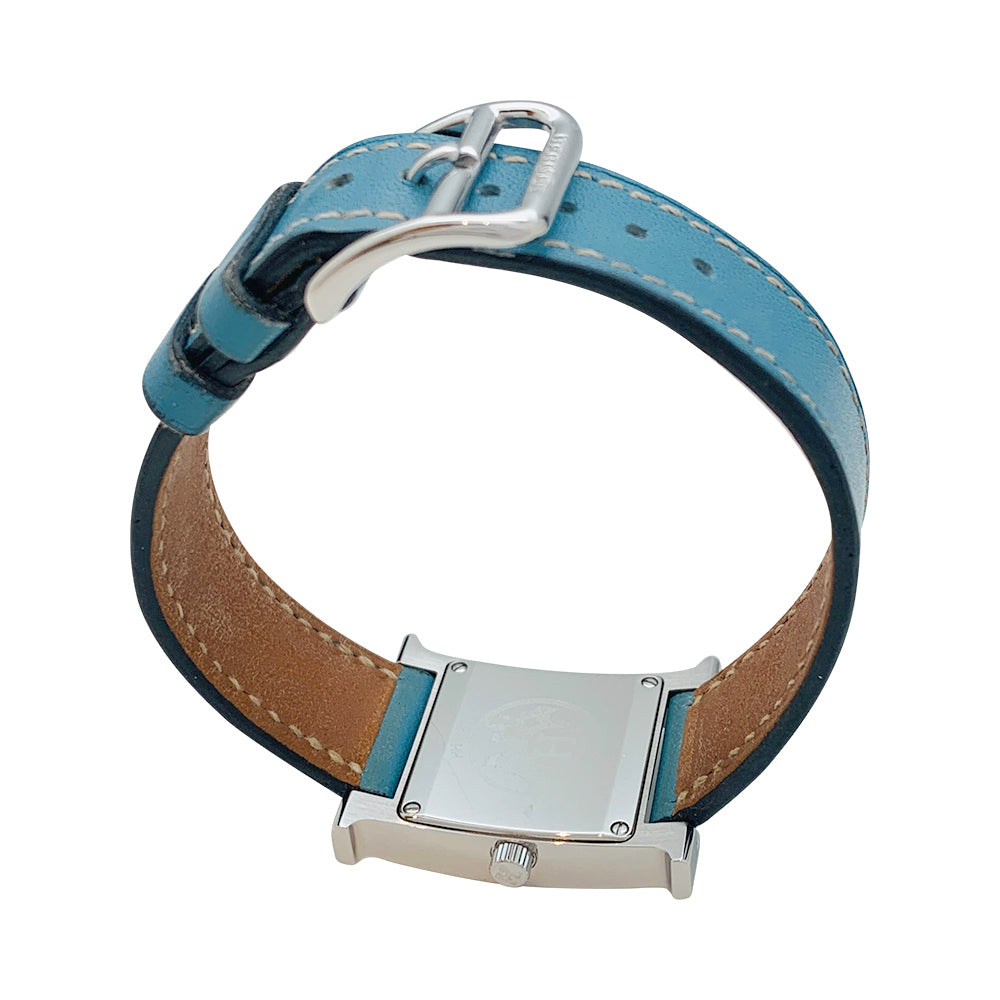 Montre Hermès modèle "Heure H", acier sur cuir.