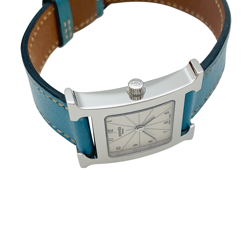 Hermès watch, "Heure H" model, steel on leather.