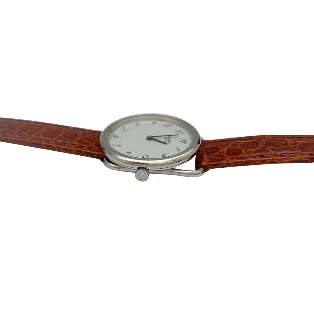 Hermès watch, "Arceau", steel, leather.