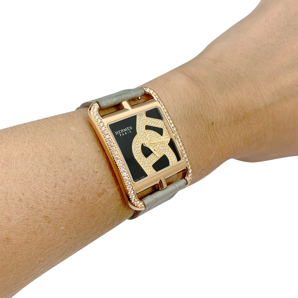 Hermès watch, "Cape Cod Anchor Chain Jeweler", rose gold, leather.