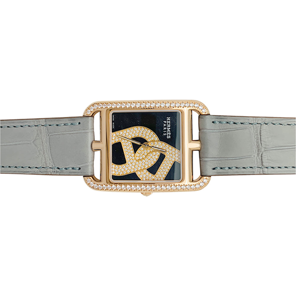 Hermès watch, "Cape Cod Anchor Chain Jeweler", rose gold, leather.