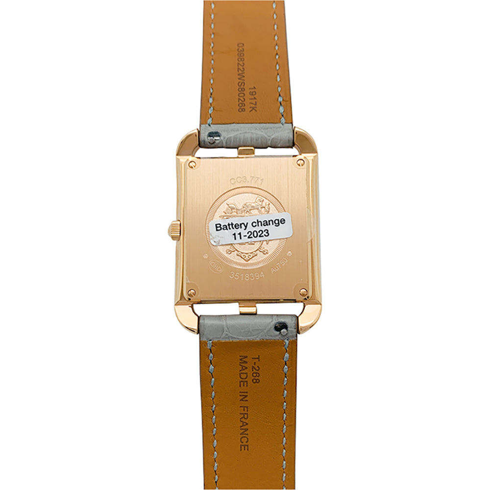 Montre Hermès, "Cape Cod Chaîne d'Ancre Joaillier", or rose, cuir.
