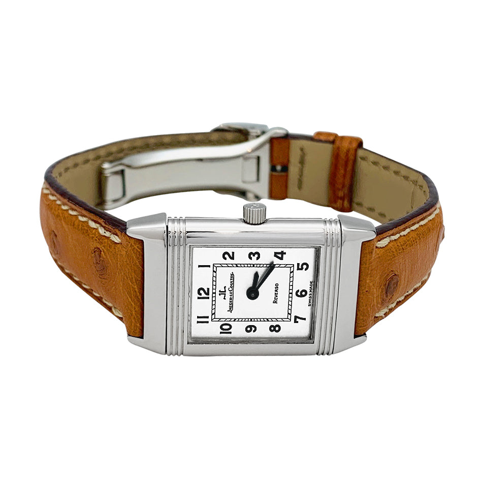 Montre Jaeger-Lecoultre, "Reverso", acier et cuir.