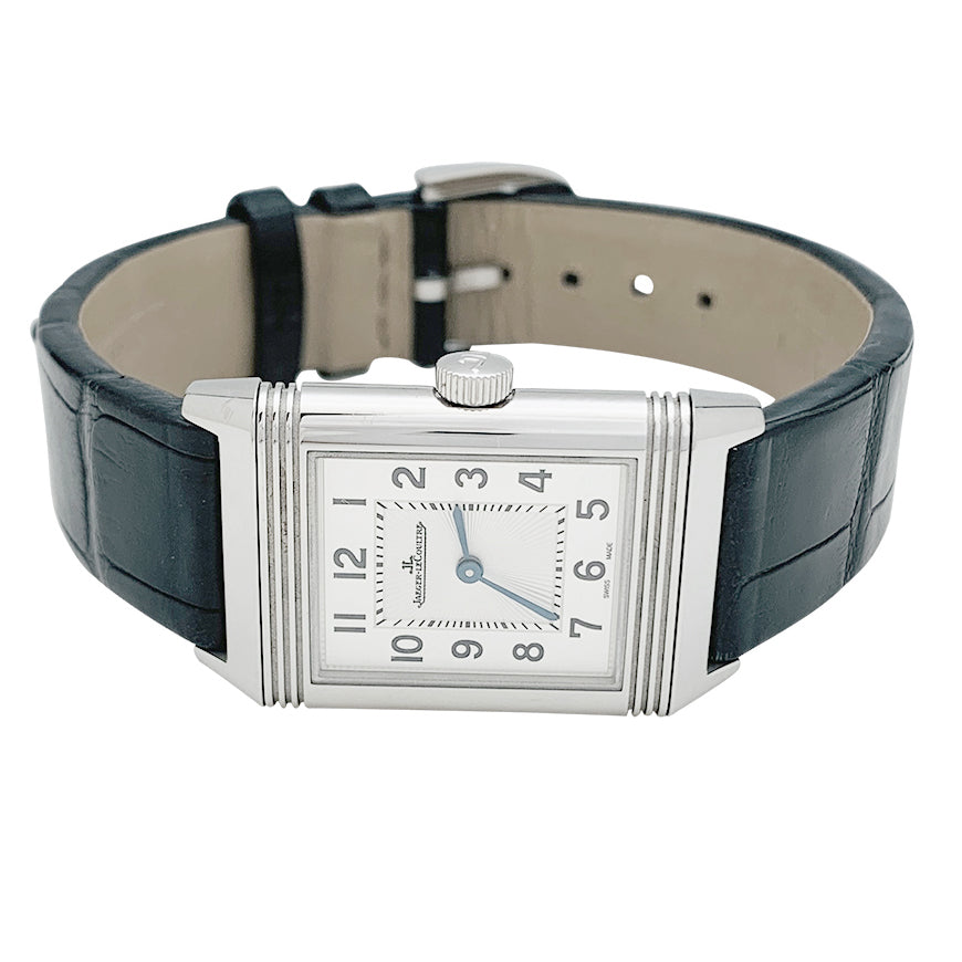 Montre Jaeger-Lecoultre, "Reverso", acier et cuir.