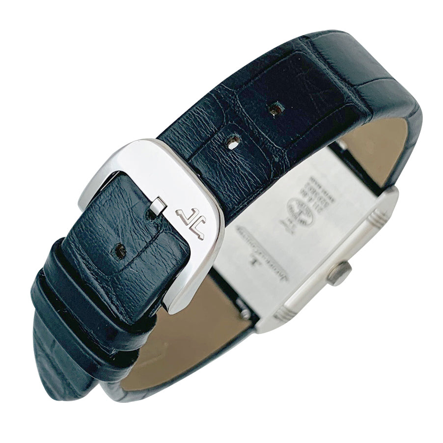 Montre Jaeger-Lecoultre, "Reverso", acier et cuir.