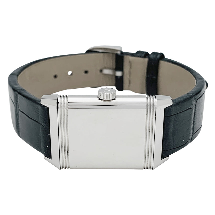 Montre Jaeger-Lecoultre, "Reverso", acier et cuir.
